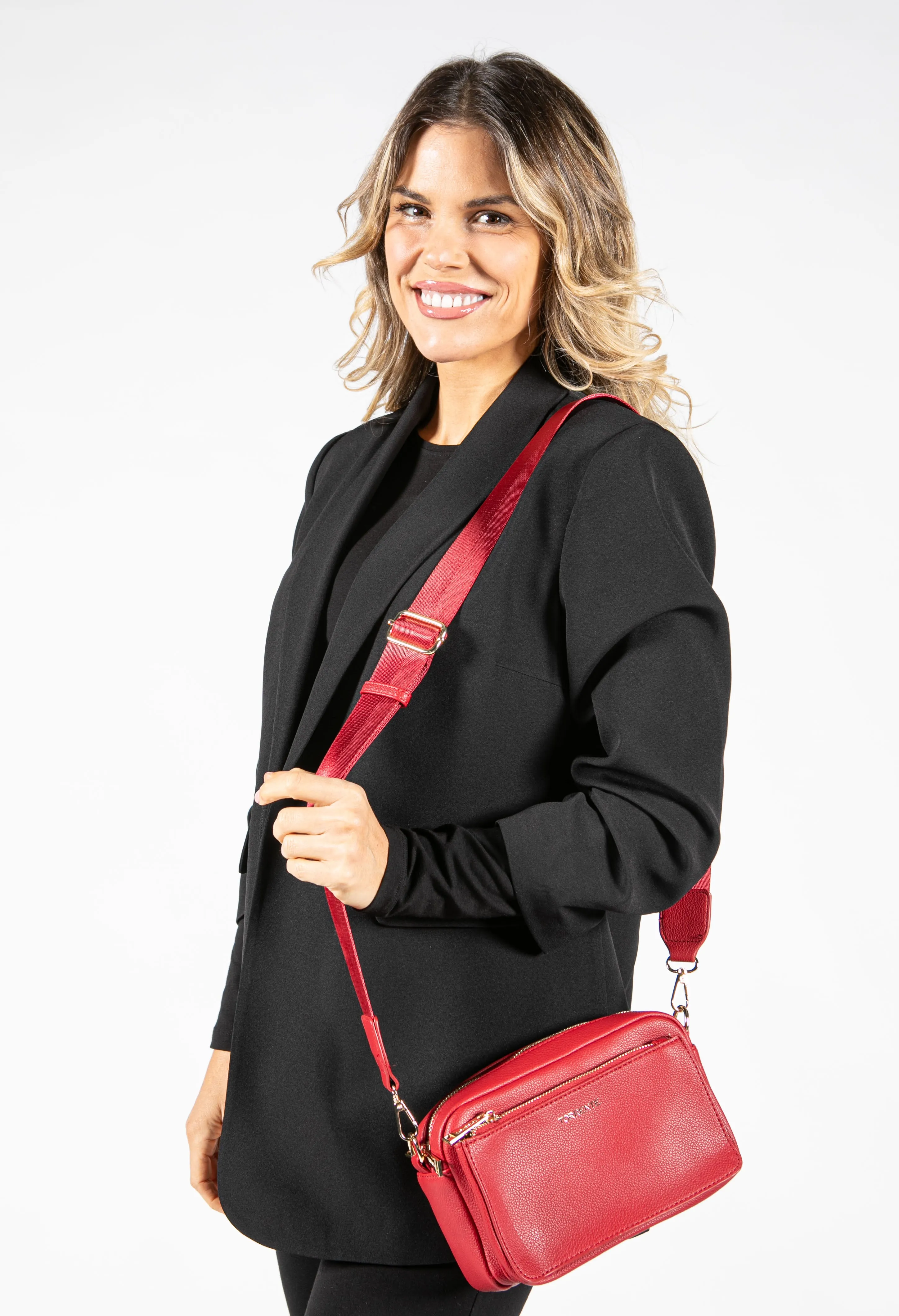 3 Pocket Leather Look Crossbody