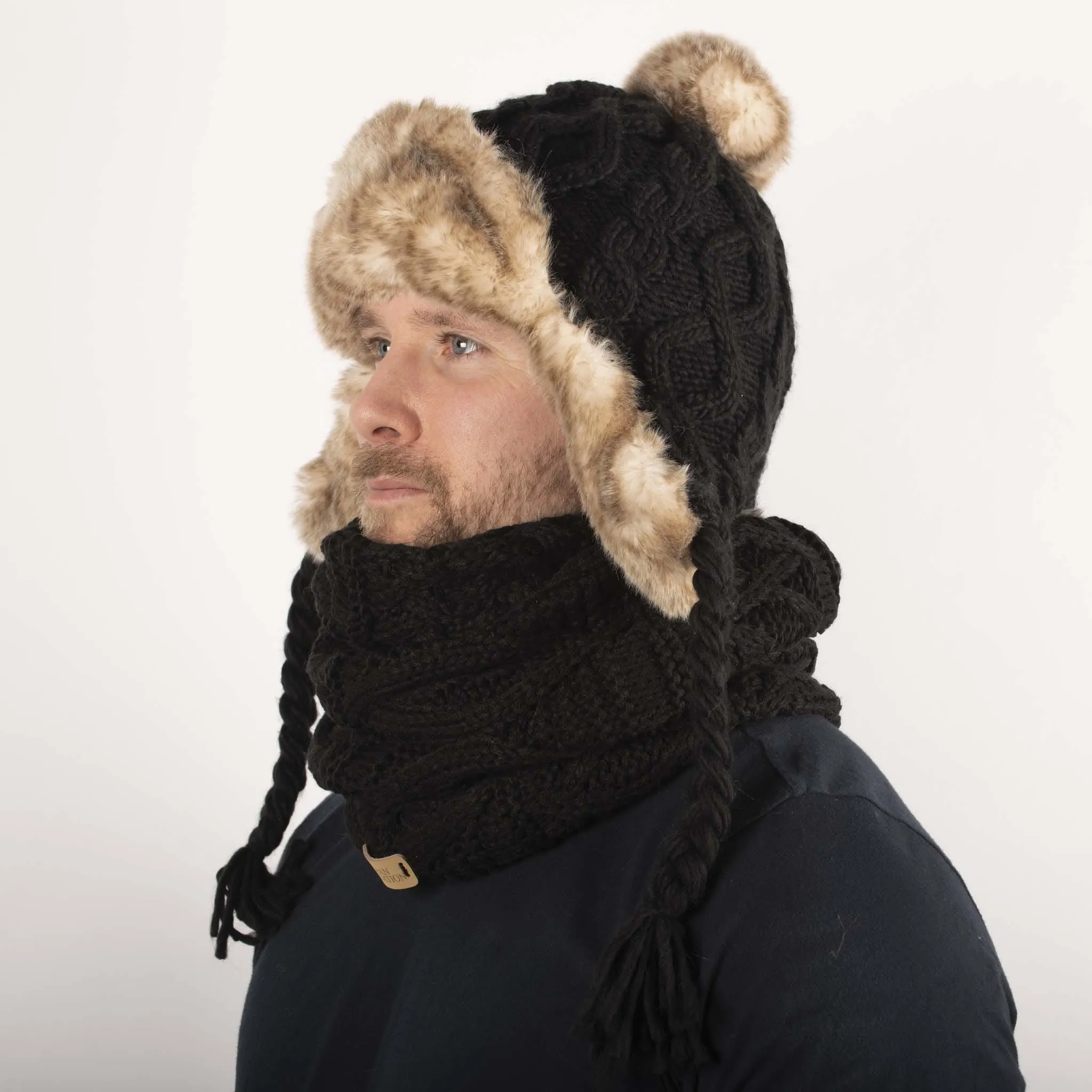 Aran Cable Trapper Hat