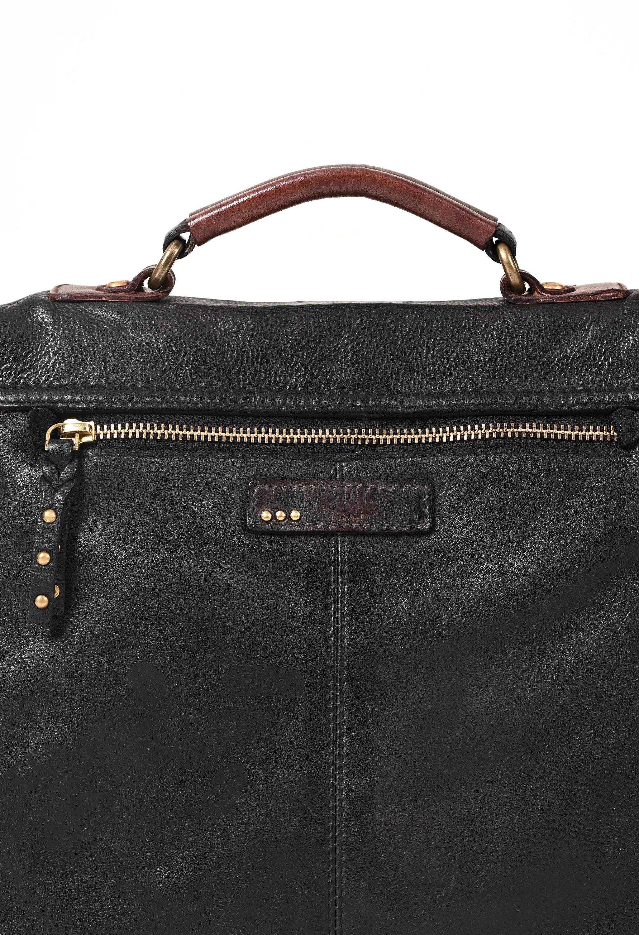 Art N Vintage Nathan: Real Leather Black Crossbody Bag