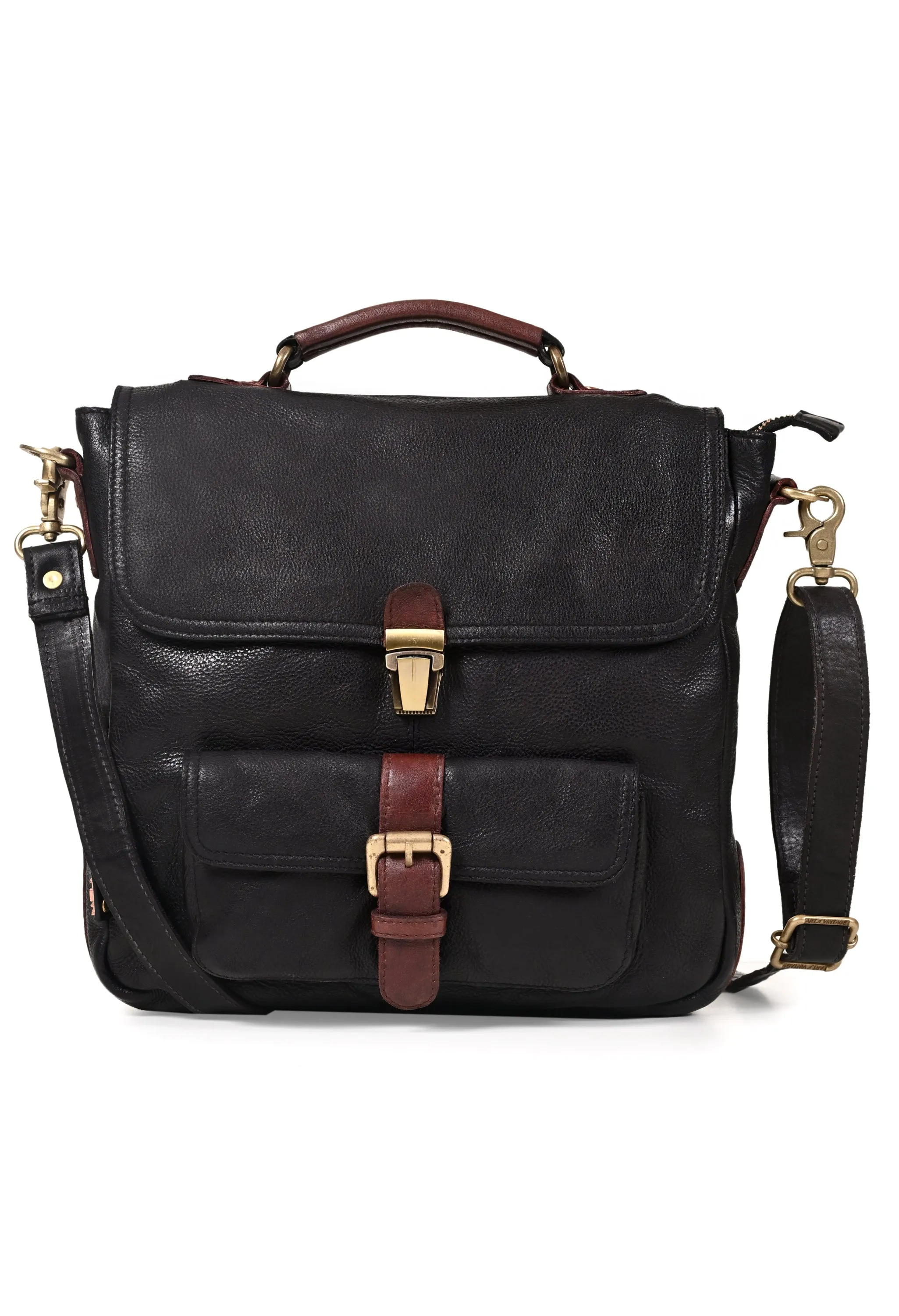 Art N Vintage Nathan: Real Leather Black Crossbody Bag