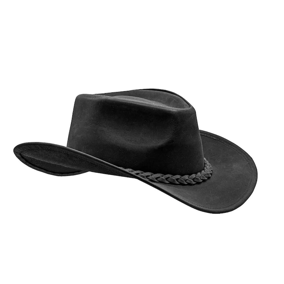 Black Outback Hat Shapeable into Leather Cowboy Hat Durable Leather Hats for Men | Western hat | Western Hats for Men and Women