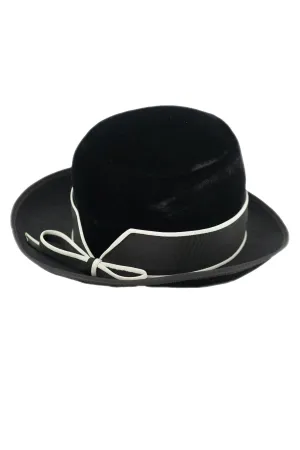 Black Velvet 40s Bowler Style Vintage Hat