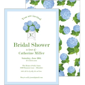 Blue Hydrangeas Planter Party Invitation