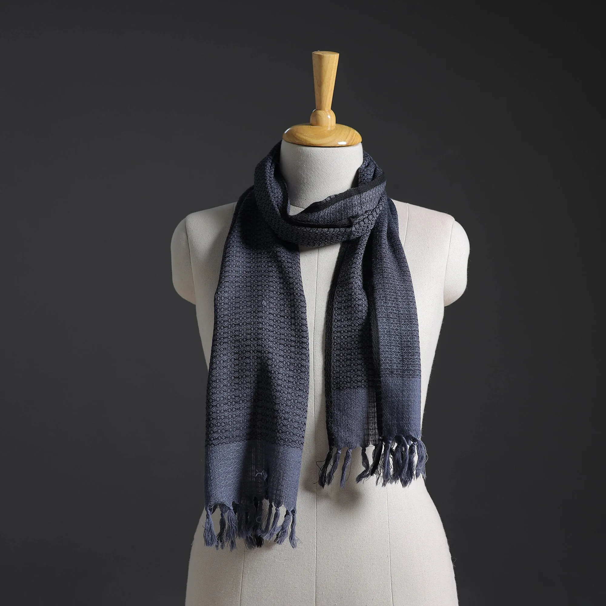 Blue - Kumaun Handwoven Pure Merino Wool Scarf 213