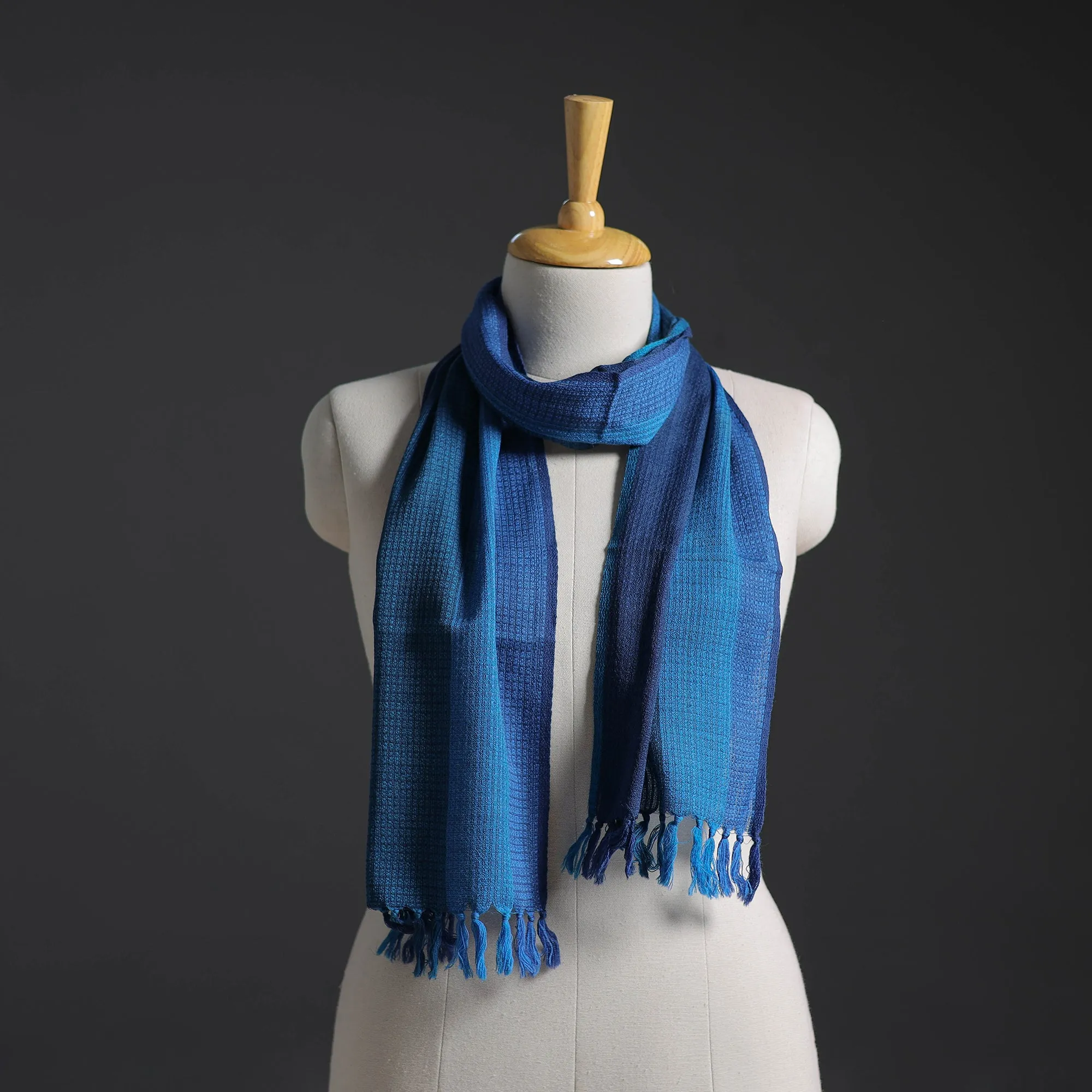 Blue - Kumaun Handwoven Pure Merino Wool Scarf 216