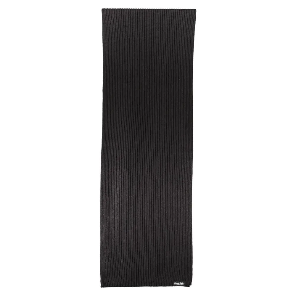 Calvin Klein Elegant Black Cotton Cashmere Scarf