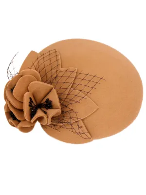 Camel Vintage Style Felt Flower Hat