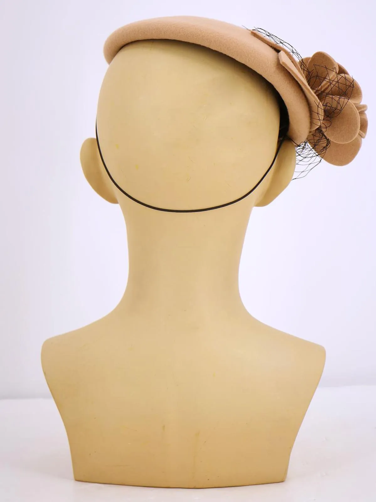 Camel Vintage Style Felt Flower Hat