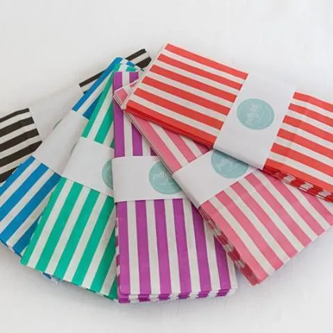 Candy Striped Party Bags Blue (10 Pack)