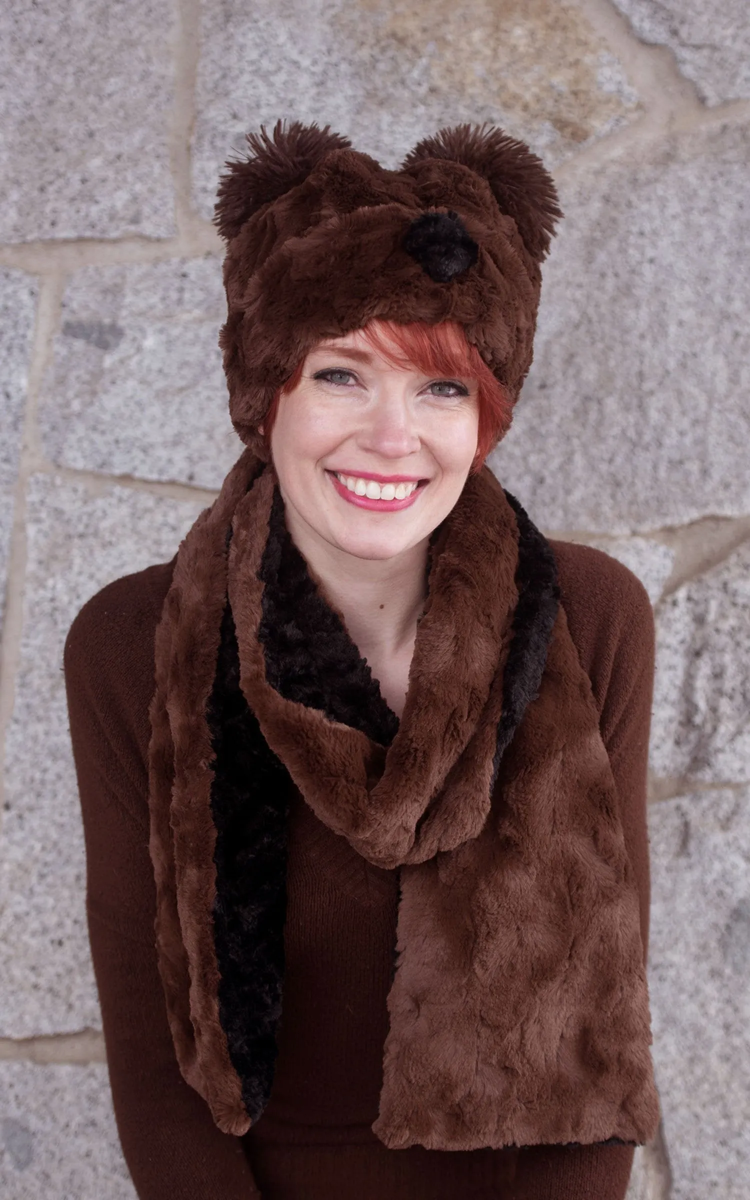 Classic Scarf - Two-Tone, Cuddly Faux Fur in Black Combinations