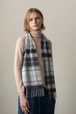 Contemporary Check Lambswool Scarf - Ashley Blue