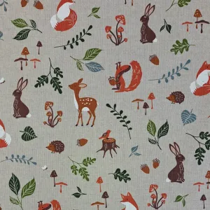 Cotton Linen-Look - Forest Animals