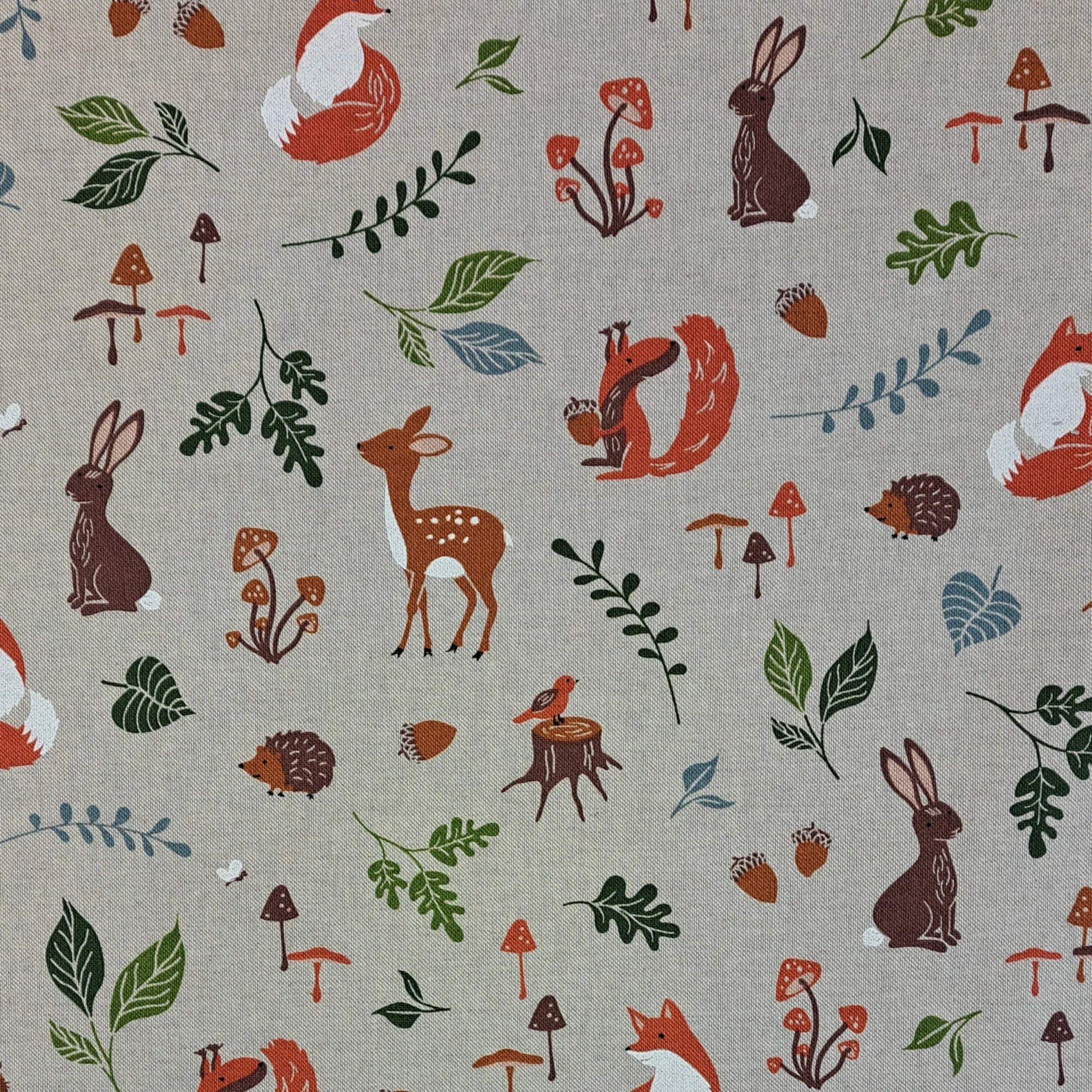 Cotton Linen-Look - Forest Animals