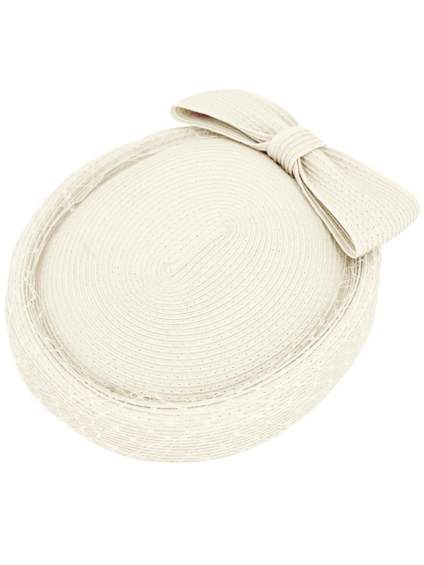 Cream Woven Pillbox Style Vintage Hat