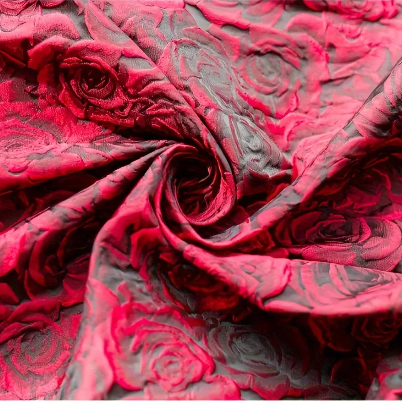 DIY Sewing 3D Rose Jacquard Fabric for Womens Wear