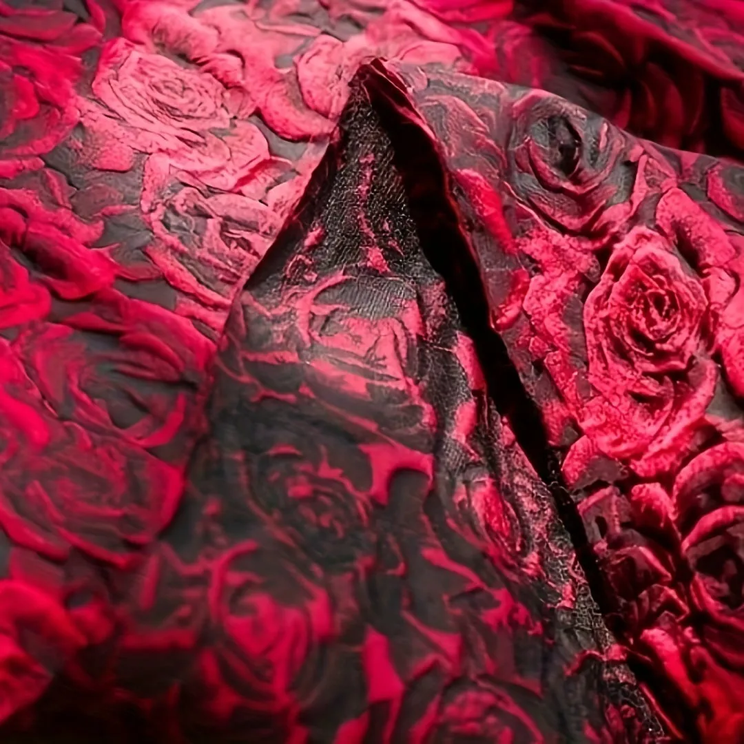 DIY Sewing 3D Rose Jacquard Fabric for Womens Wear