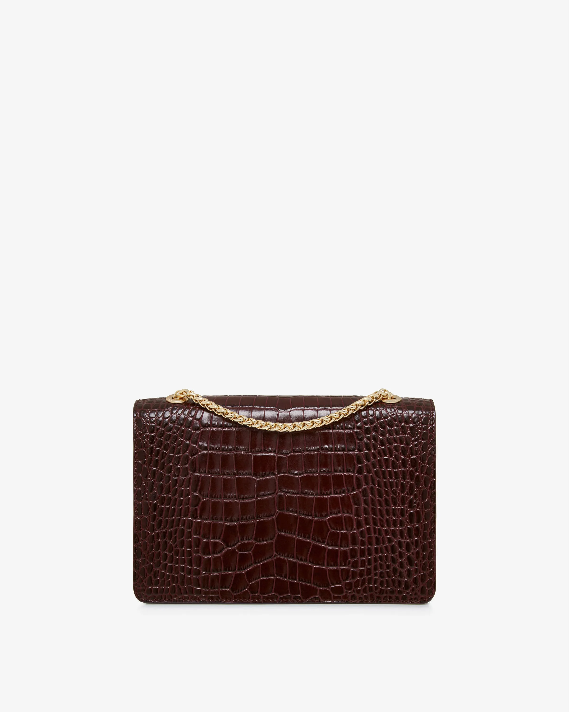 East/West - Croc-Embossed Leather Burgundy