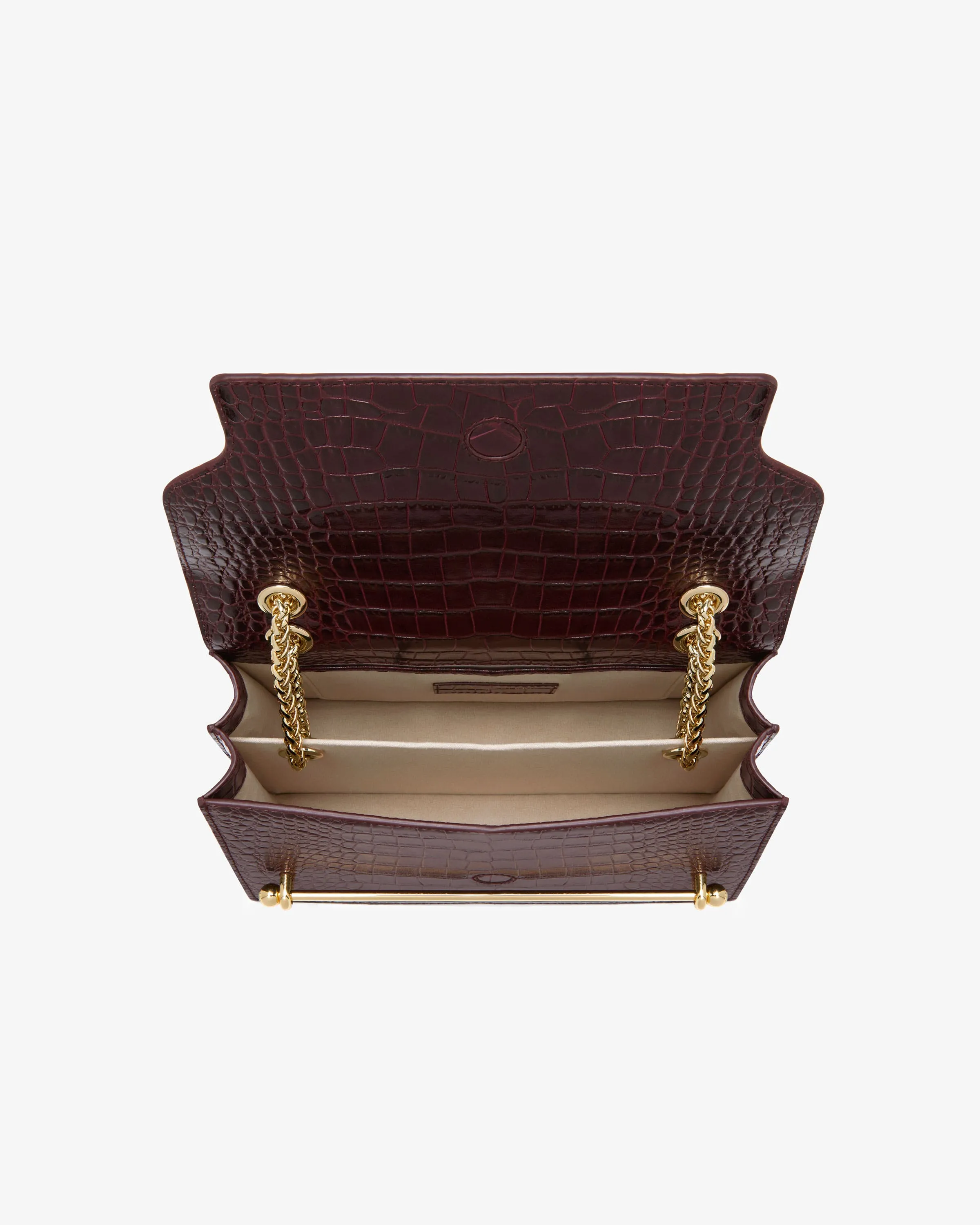 East/West - Croc-Embossed Leather Burgundy