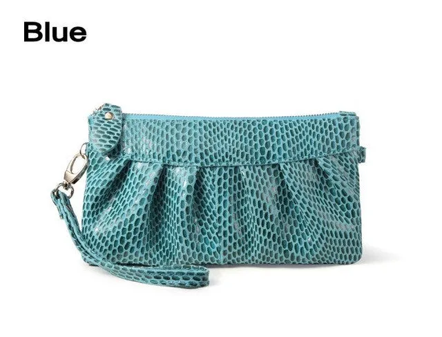 Fashion Serpentine Women's Day Clutch Genuine Leather Handbags Coin Purse Mobile Phone Bag Clutch Bag iphone Case JJY068