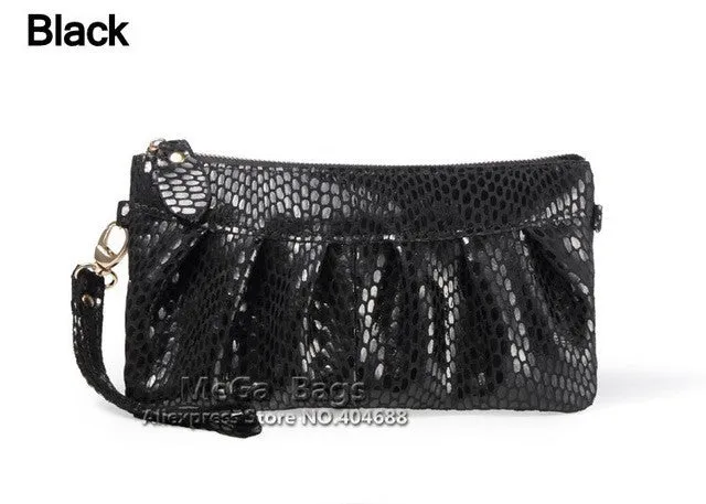 Fashion Serpentine Women's Day Clutch Genuine Leather Handbags Coin Purse Mobile Phone Bag Clutch Bag iphone Case JJY068