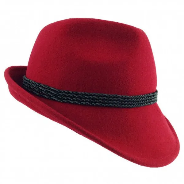 German Alpine Style Red 100% Wool Hat