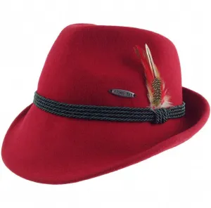 German Alpine Style Red 100% Wool Hat