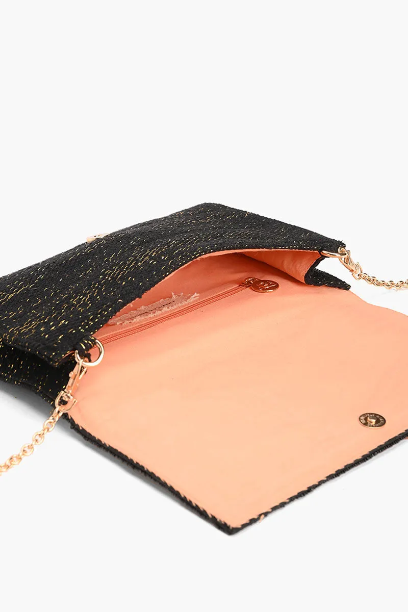 Golden Flamingo Beaded Clutch