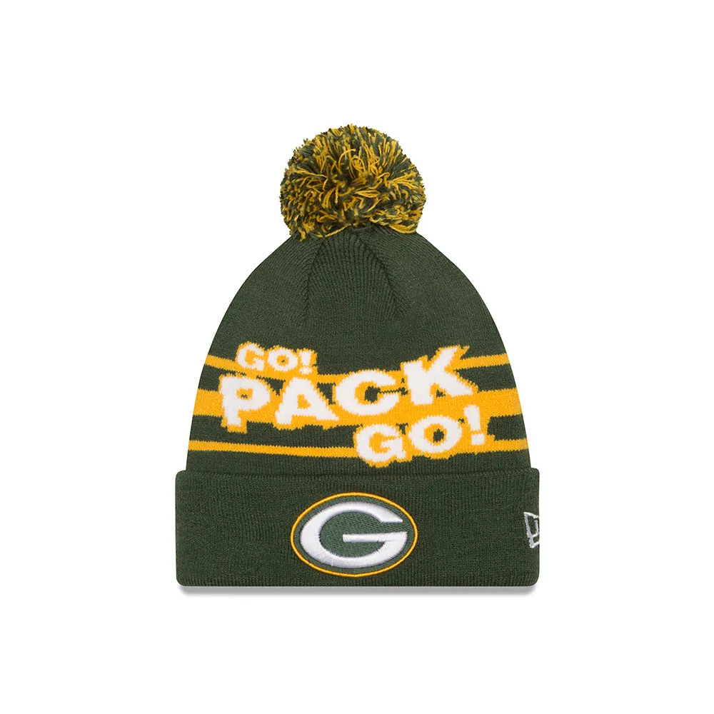 Green Bay Packers Go Pack Go Slogan Green Knit Hat