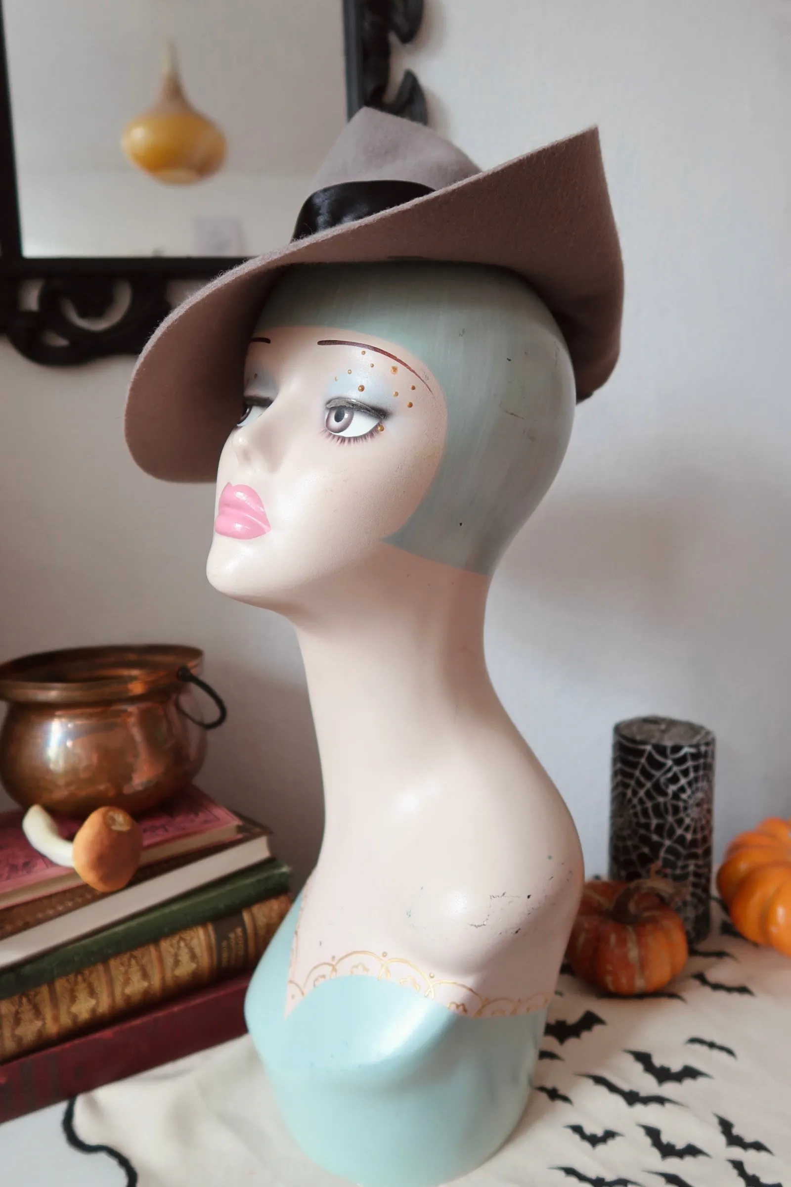 Grey Vintage Style Witch Hat (Refashioned)