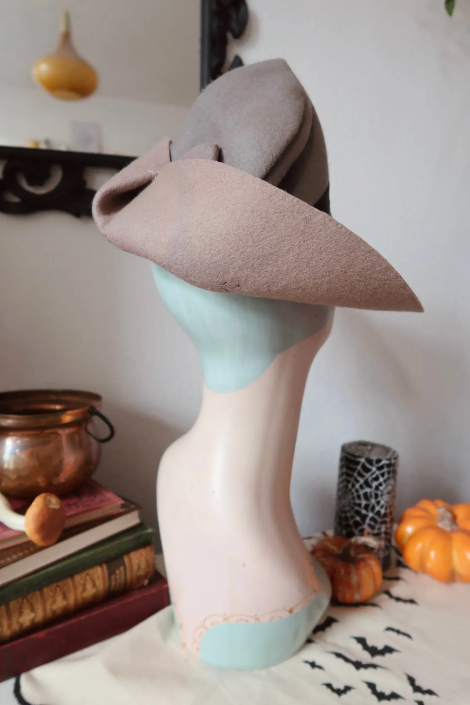 Grey Vintage Style Witch Hat (Refashioned)