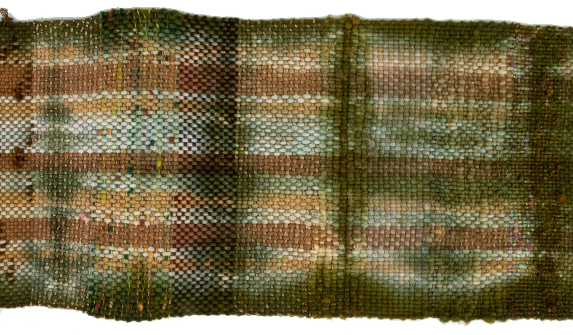 Handwoven and Overdyed Scarf, "Olive," 7" x 61"