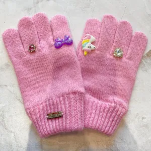 Hats | Gloves: Charm Gloves- Pink | Bari Lynn Accessories