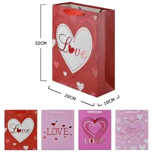 Heart Love Printed Gift Bags 30028 (12 units)