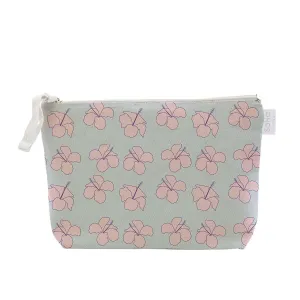 Hibiscus Baby Blue Cosmetic Bag, Large