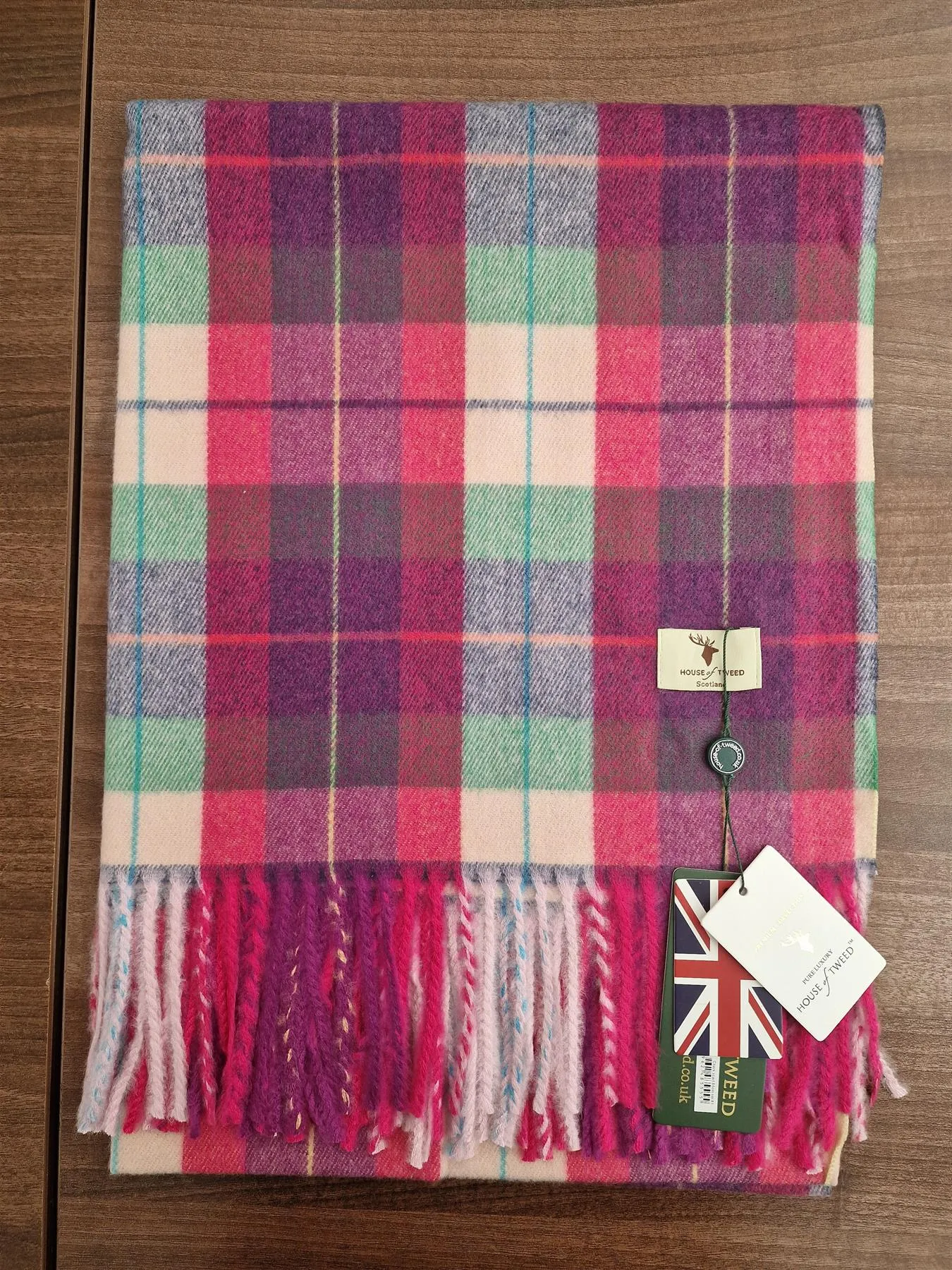 House Of Tweed Scarf Neck Wrap Super Soft Tartan Check Scotland