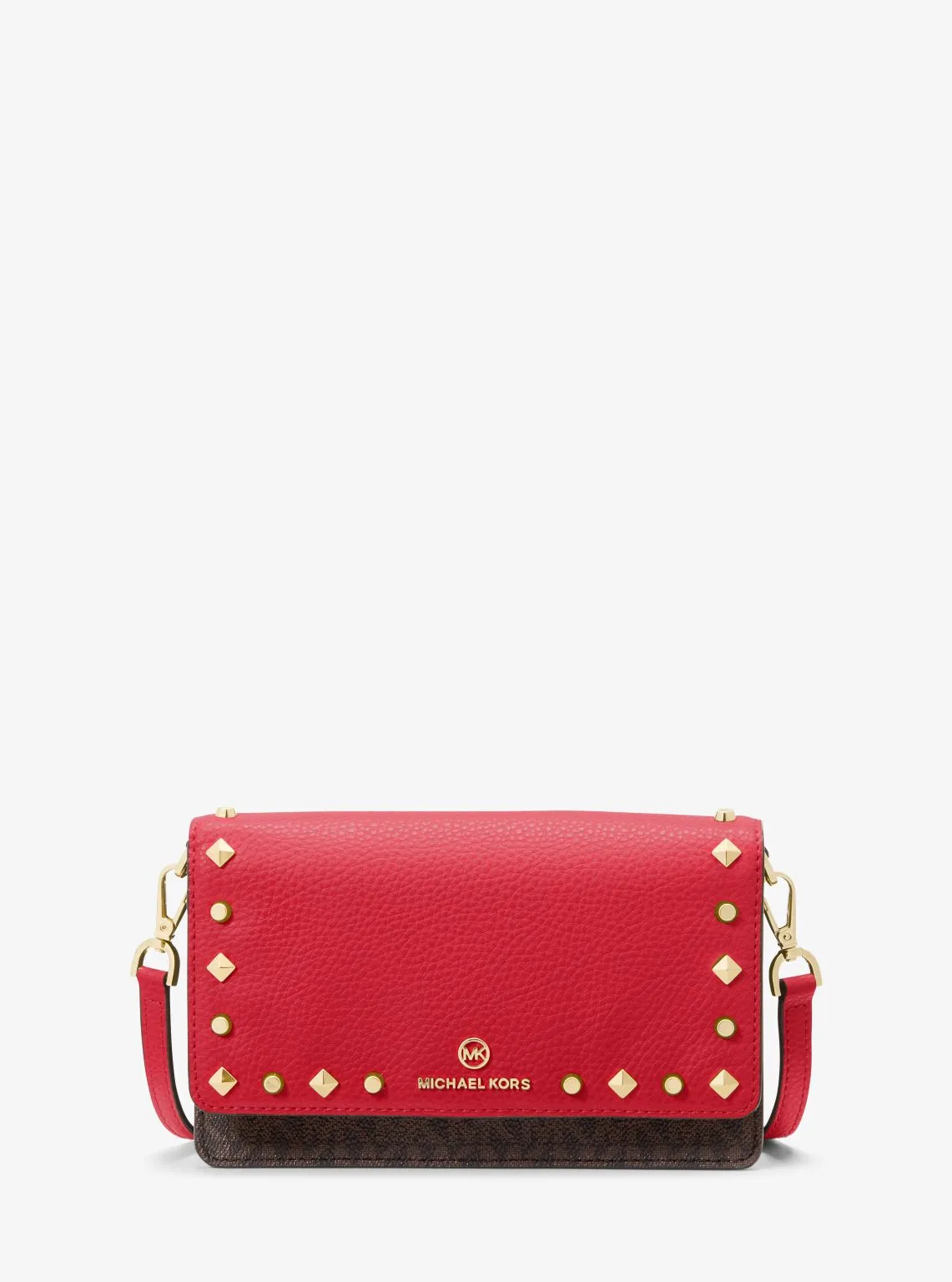 Jet Set Small Studded Faux Leather and Logo Smartphone Crossbody Bag