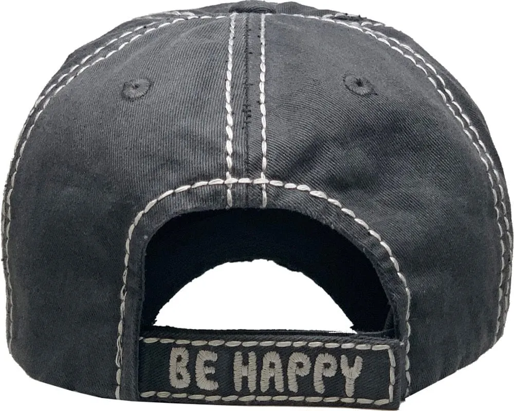 KBV1366 "Be Happy" Vintage Washed Baseball Cap