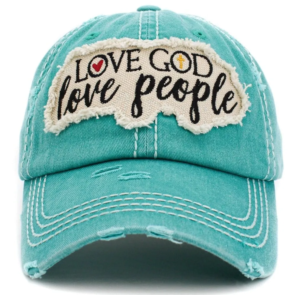 KBV1401 "Love God Love People" Vintage Washed Baseball Cap