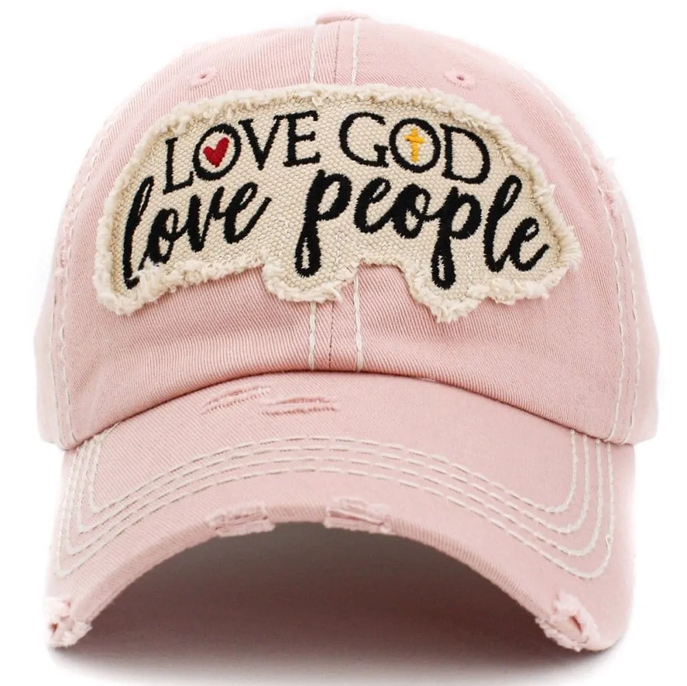 KBV1401 "Love God Love People" Vintage Washed Baseball Cap