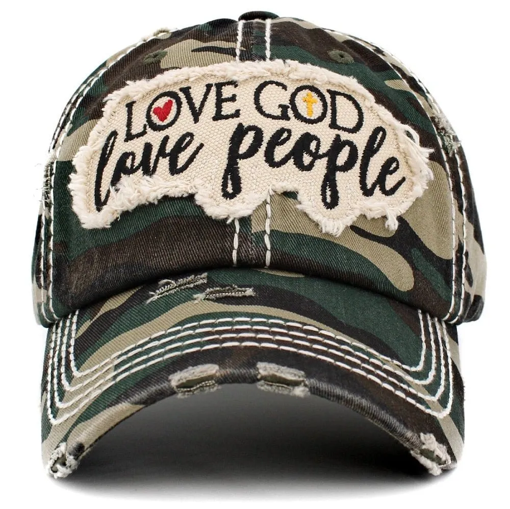 KBV1401 "Love God Love People" Vintage Washed Baseball Cap