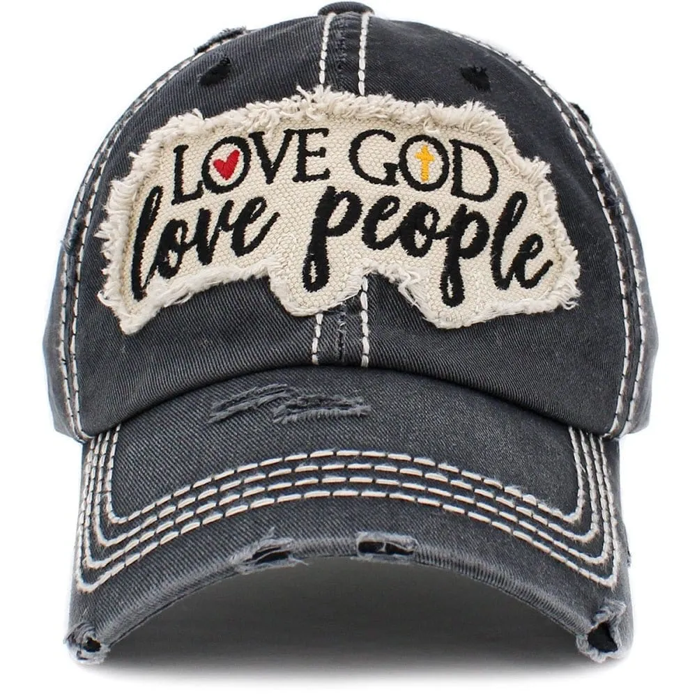 KBV1401 "Love God Love People" Vintage Washed Baseball Cap