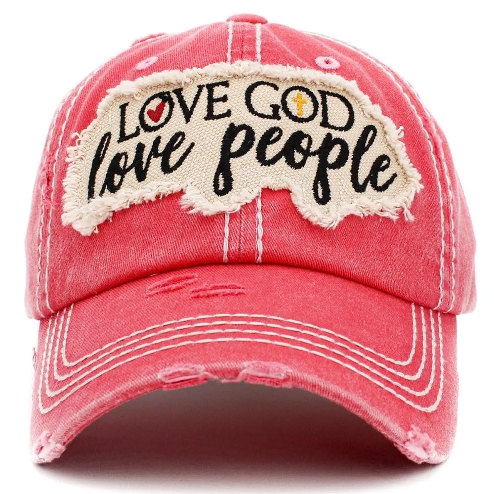 KBV1401 "Love God Love People" Vintage Washed Baseball Cap