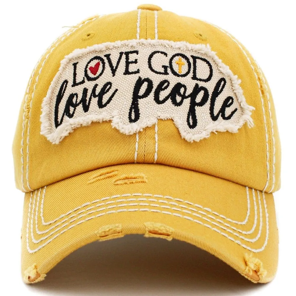 KBV1401 "Love God Love People" Vintage Washed Baseball Cap