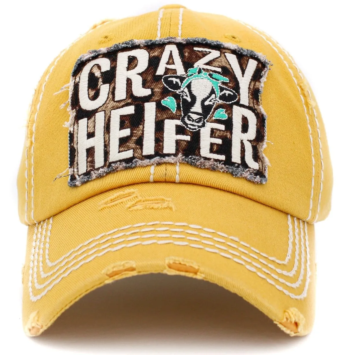 KBV1412 "Crazy Heifer" Vintage Distressed Cotton Cap