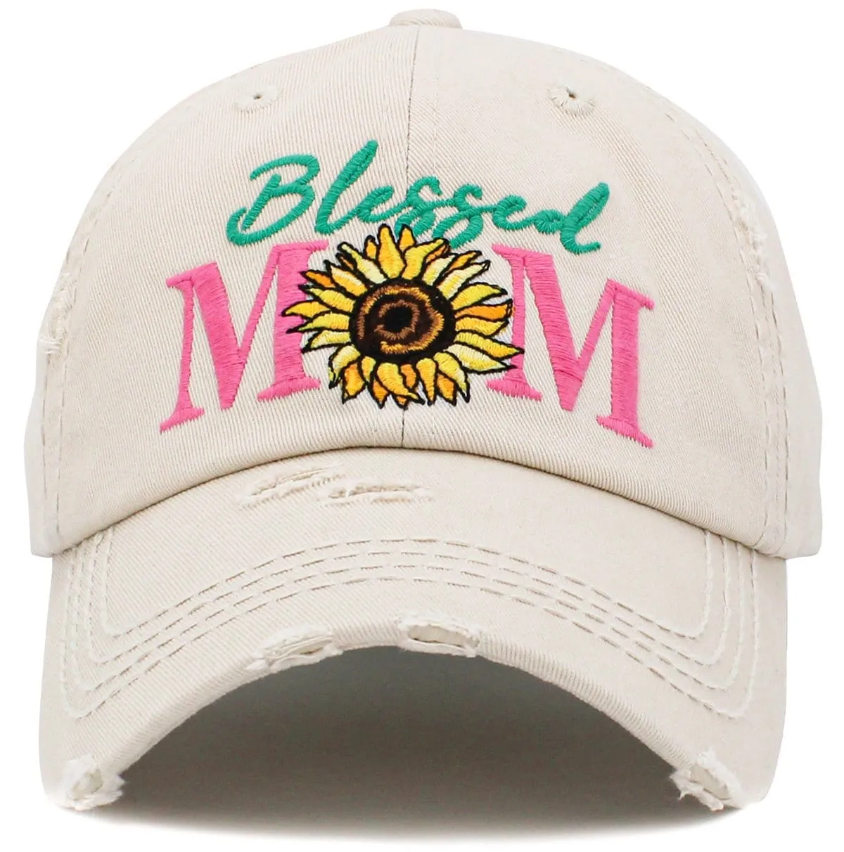 KBV1425 "Blessed Mom" Vintage Washed Baseball Cap