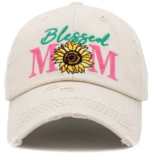 KBV1425 "Blessed Mom" Vintage Washed Baseball Cap