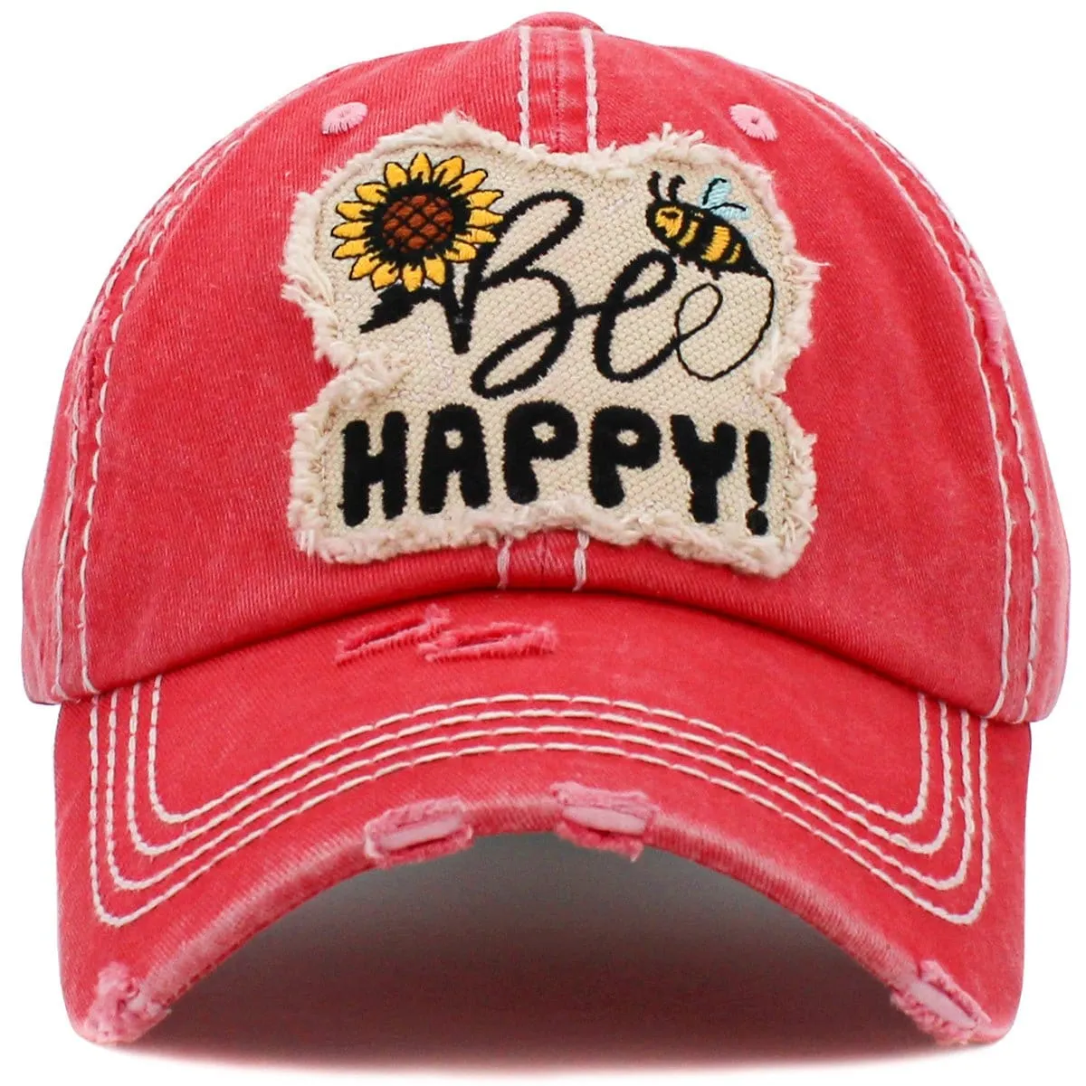 KBV1462 "Be Happy" Washed Vintage Ballcap