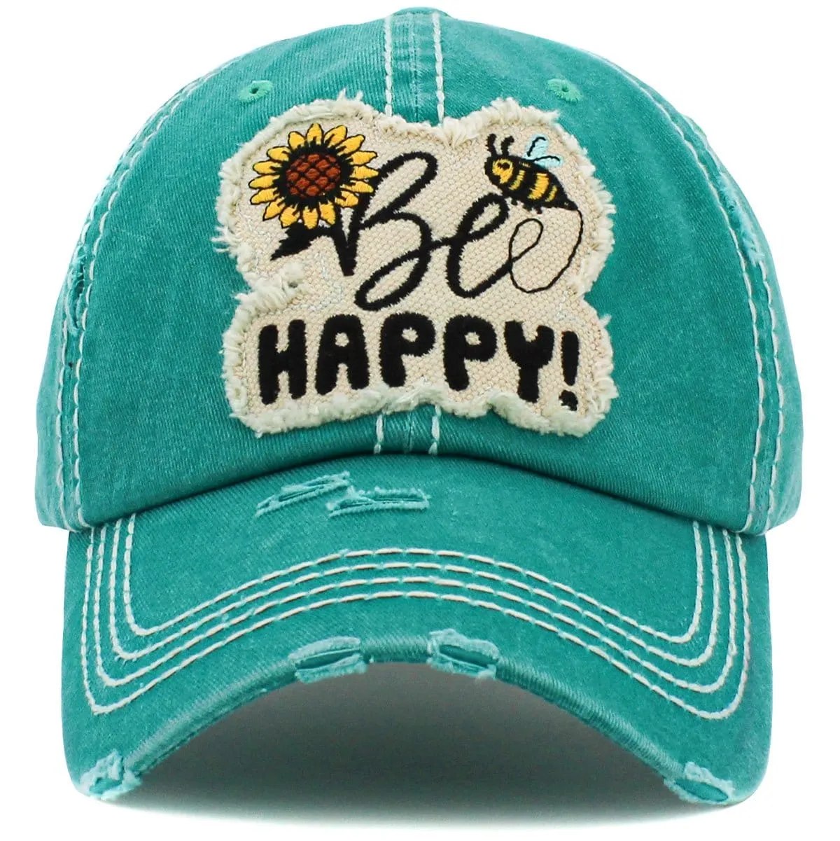 KBV1462 "Be Happy" Washed Vintage Ballcap