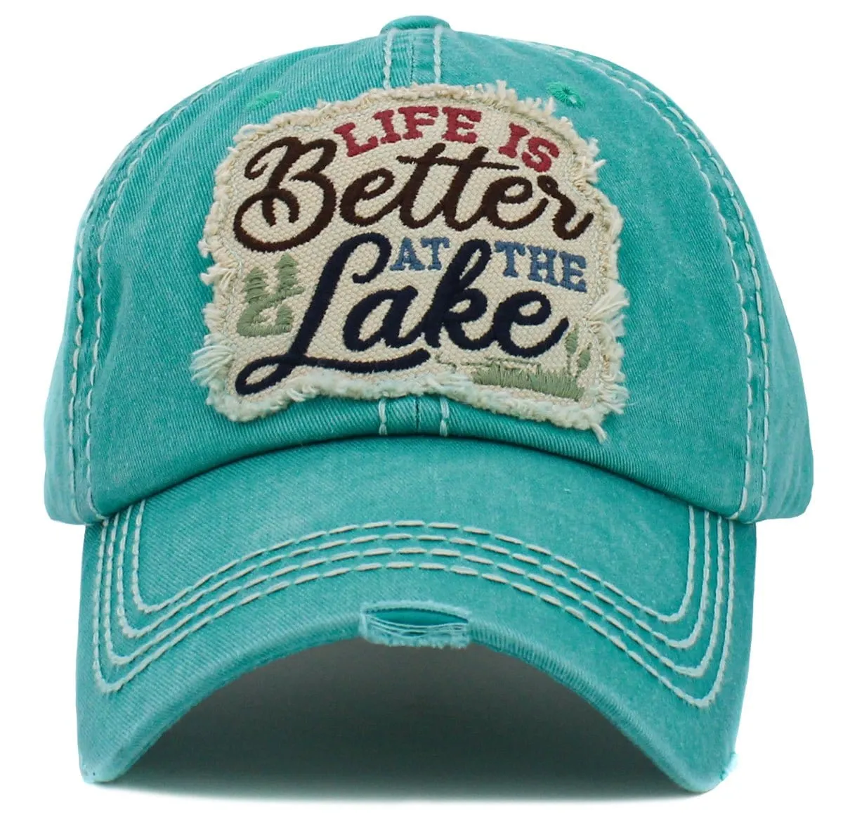 KBV1485'Life is Better on the Lake  '  Washed Vintage Ballcap