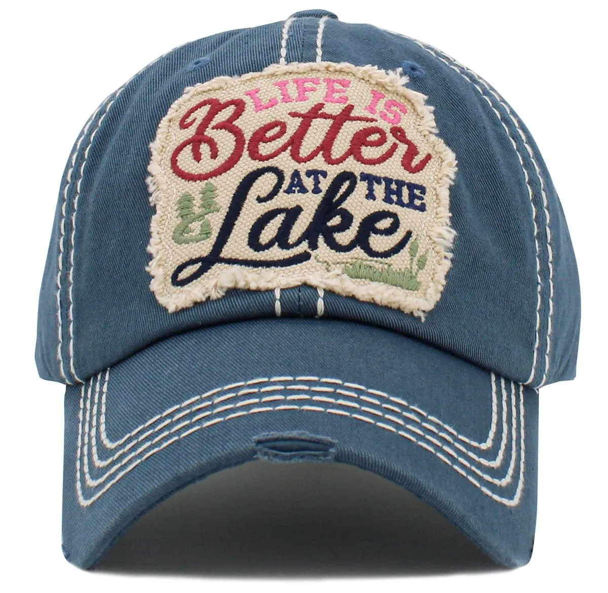 KBV1485'Life is Better on the Lake  '  Washed Vintage Ballcap